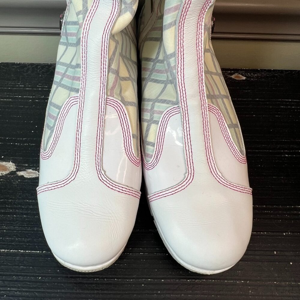 Timberland Tall Plaid Racing Rare Boots Women Size 8M Leather Vintage Mod Biking - Picture 6 of 13